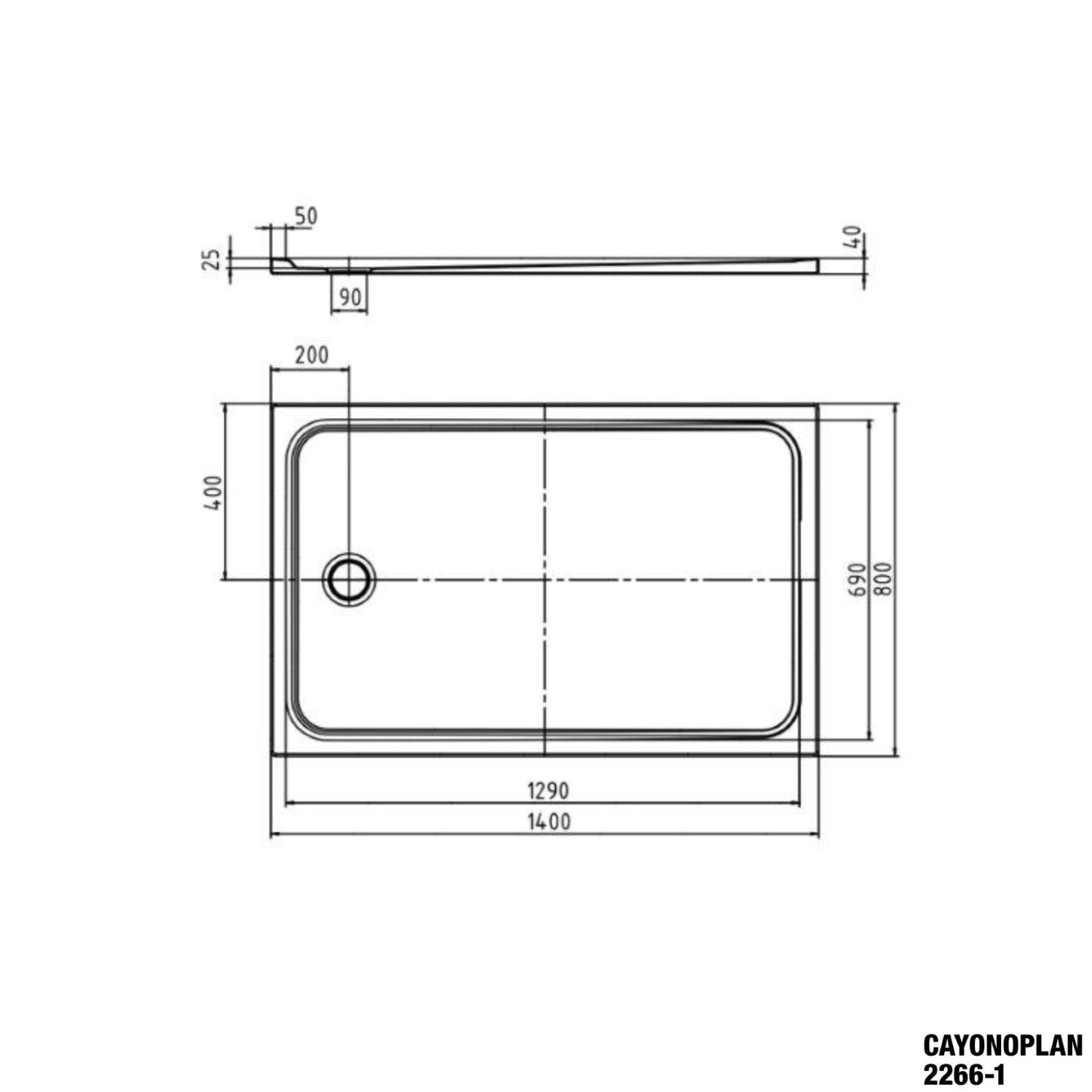 Duschwanne Cayonoplan 80x140 2266-1 - 2