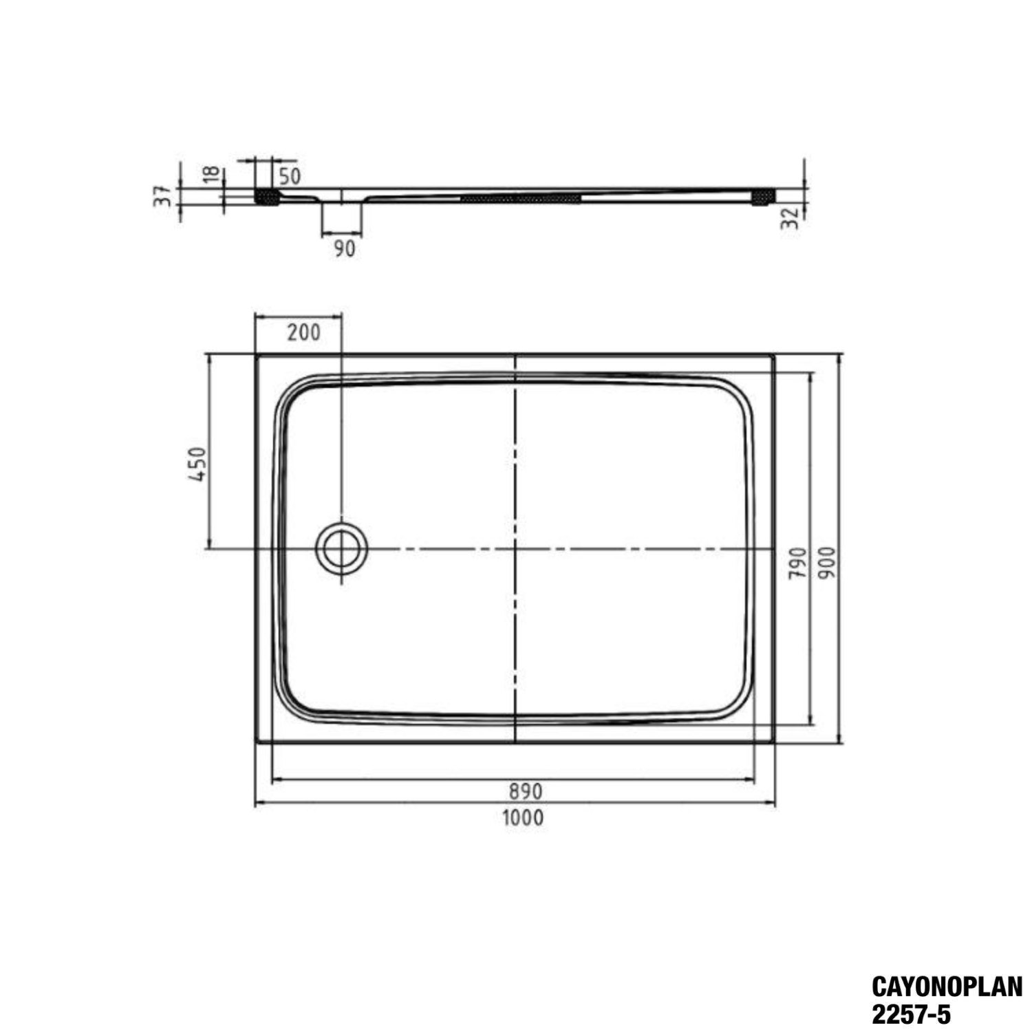 Duschwanne Cayonoplan 90x100 2257-5 - 2