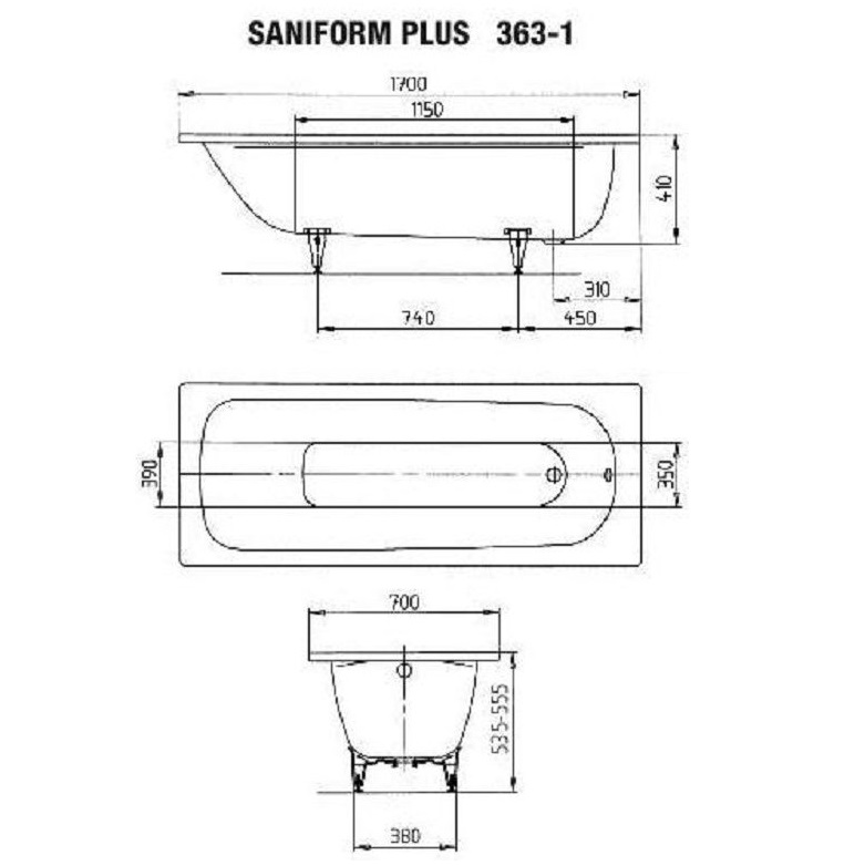 Badewanne Saniform Plus 170 x 70 cm B-Ware - 2