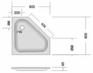 5-Eckduschwanne KSB 30 80x80x6,5 cm - 2