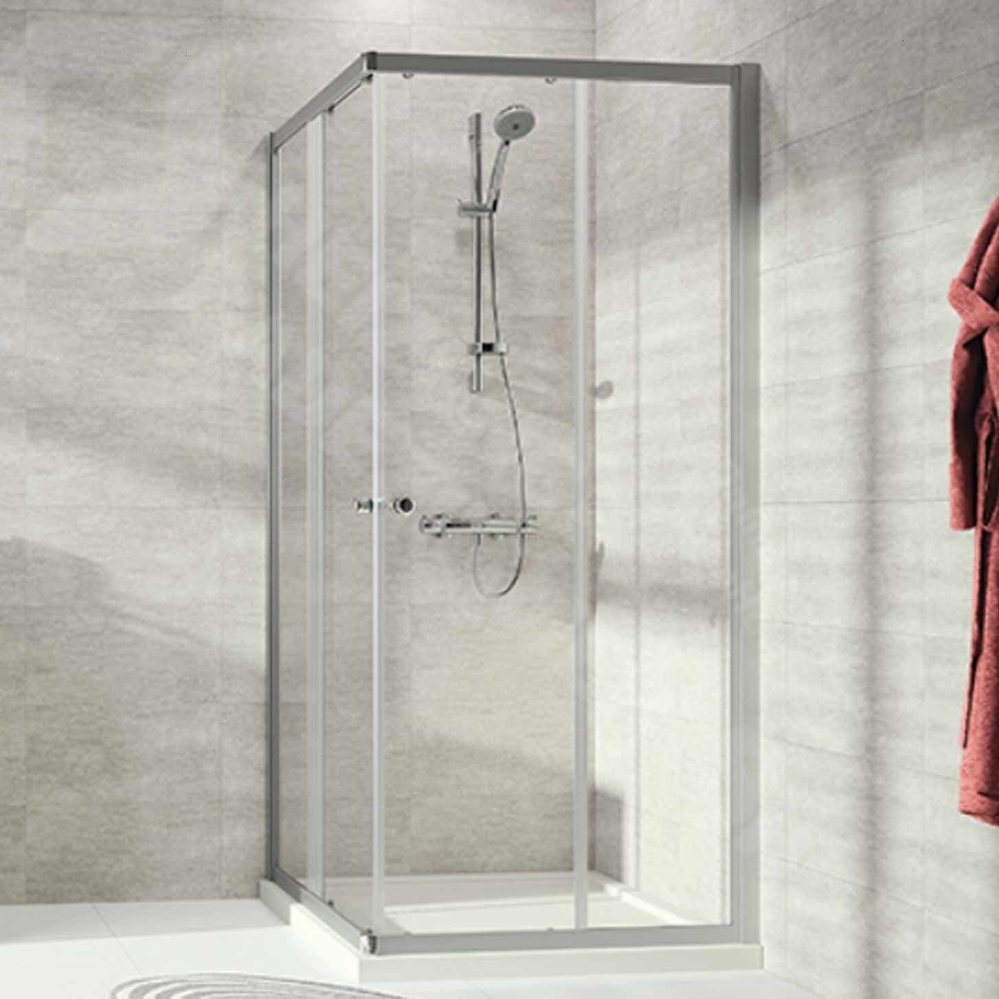 Duschabtrennung Alpha 2 Gleittüreckeinstieg 2teilig 75x75 SM - 1