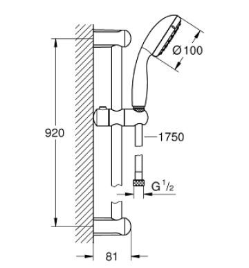 Tempesta 110 Brausegarnitur 900 mm - 3