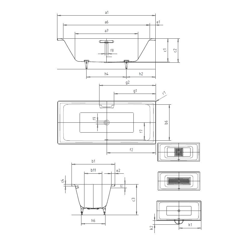 Badewanne Puro Duo 180x80 #664, Ablauf - 2