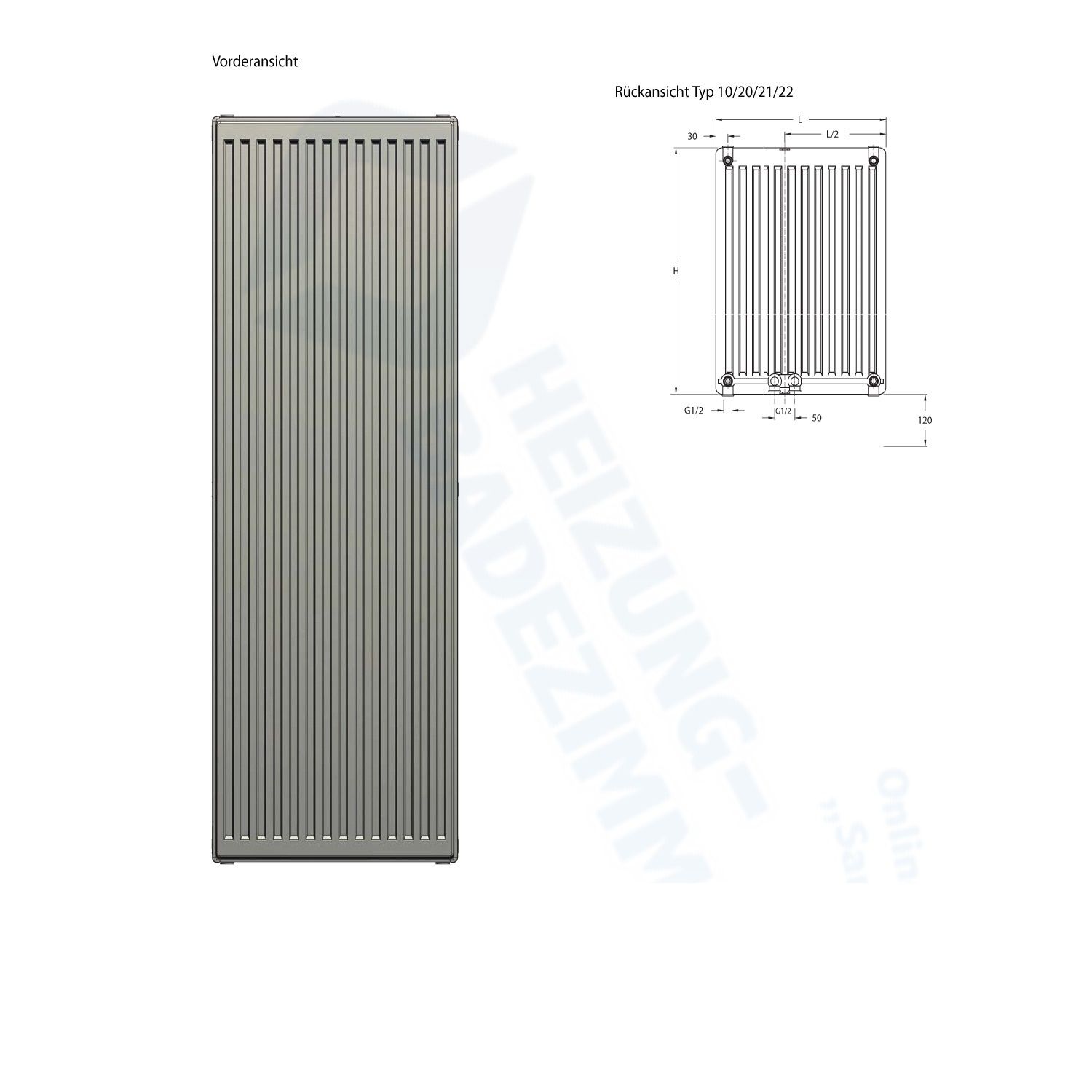 CV-Profil Vertikalheizkörper 10-1400-300 - 2