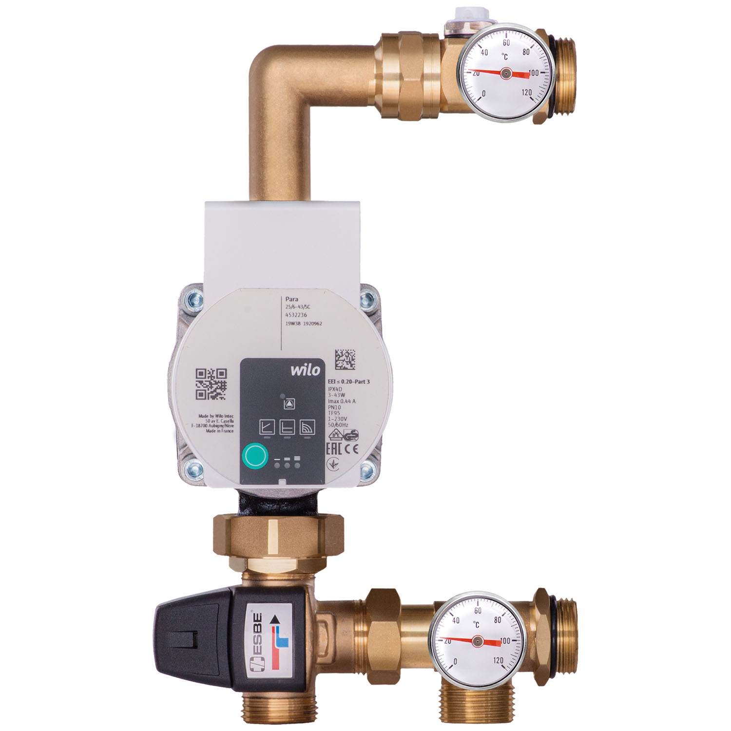 Premium Messing Heizkreisverteiler-Set 7 HK Durchgang,Festwertregelset - 3