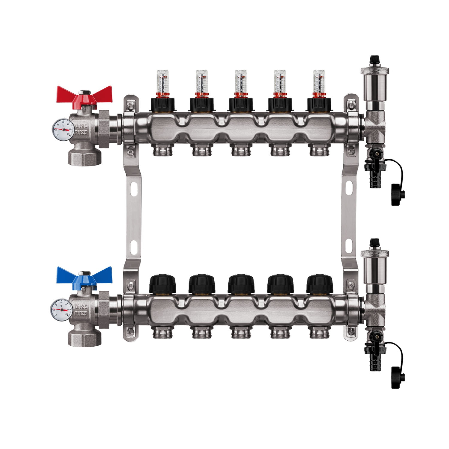 Premium Edelstahl Heizkreisverteiler 8 HK Eckform Premium Edelstahl Heizkreisverteiler 8 HK Eckform