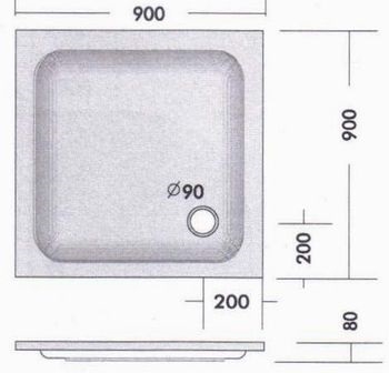Duschwanne KSB 11 90x90x6,5 cm weiß - 2