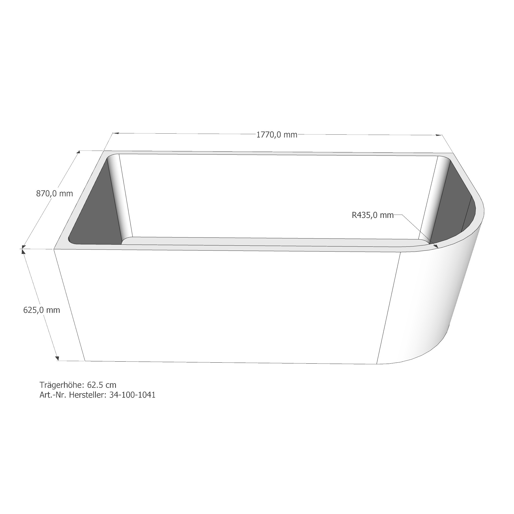 Raumspar-Badewanne Alina L 180 x 90 cm inkl. Überlaufgarnitur m. Zulauffunktion & Fußgestell - 3