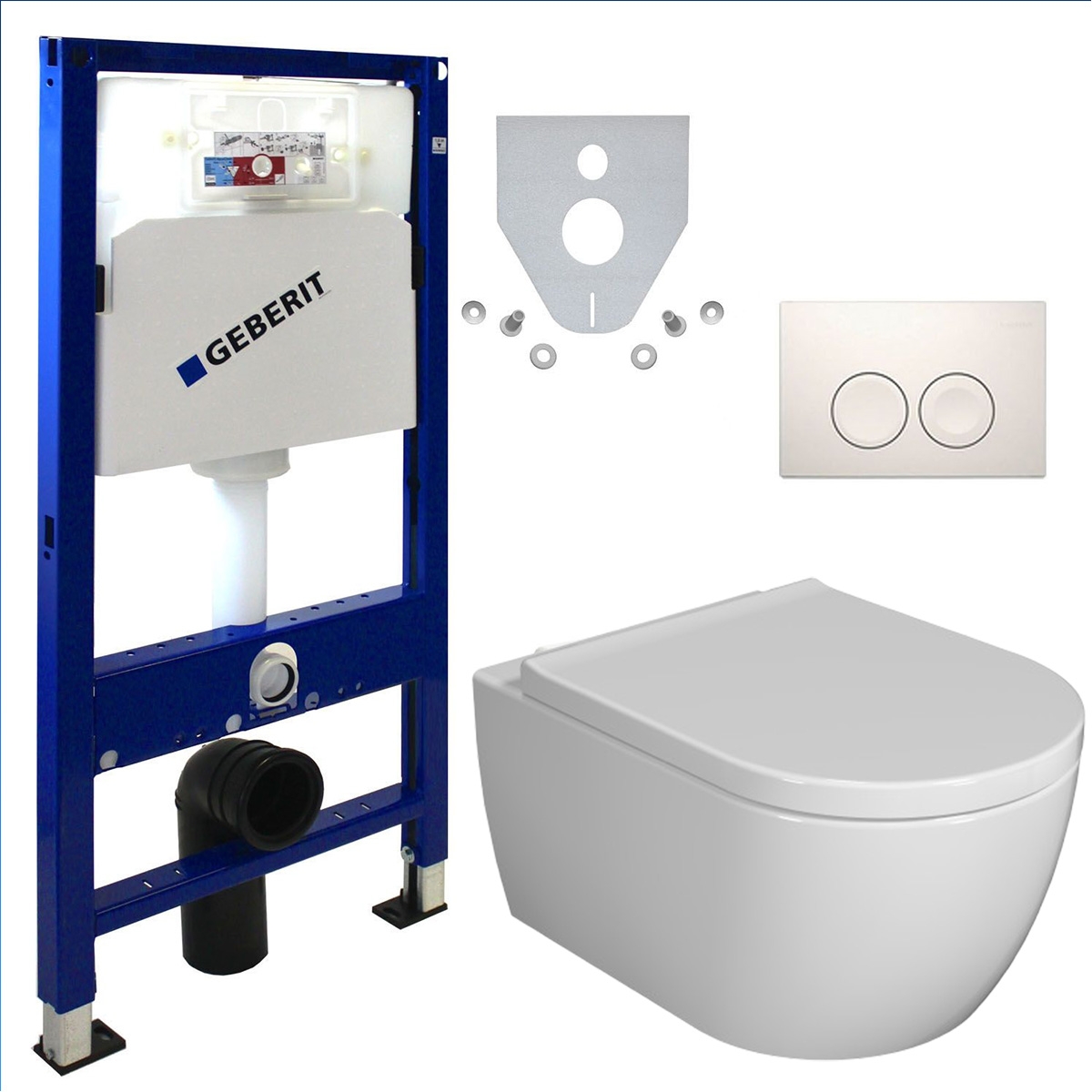 WC-Set Duofix Basic Vorwandelement mit Design - Tiefspül WC spülrandlos,  Delta 25, WC Sitz