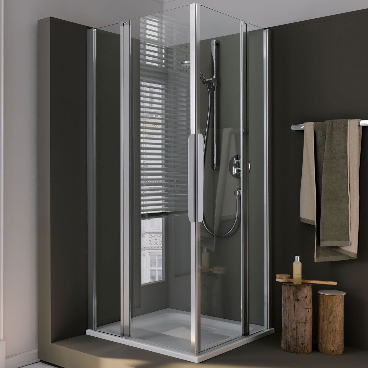 myDay Eckdusch-Pendeltür mit Festelement, Schenkel rechts 750 SMA ESG GP - 1