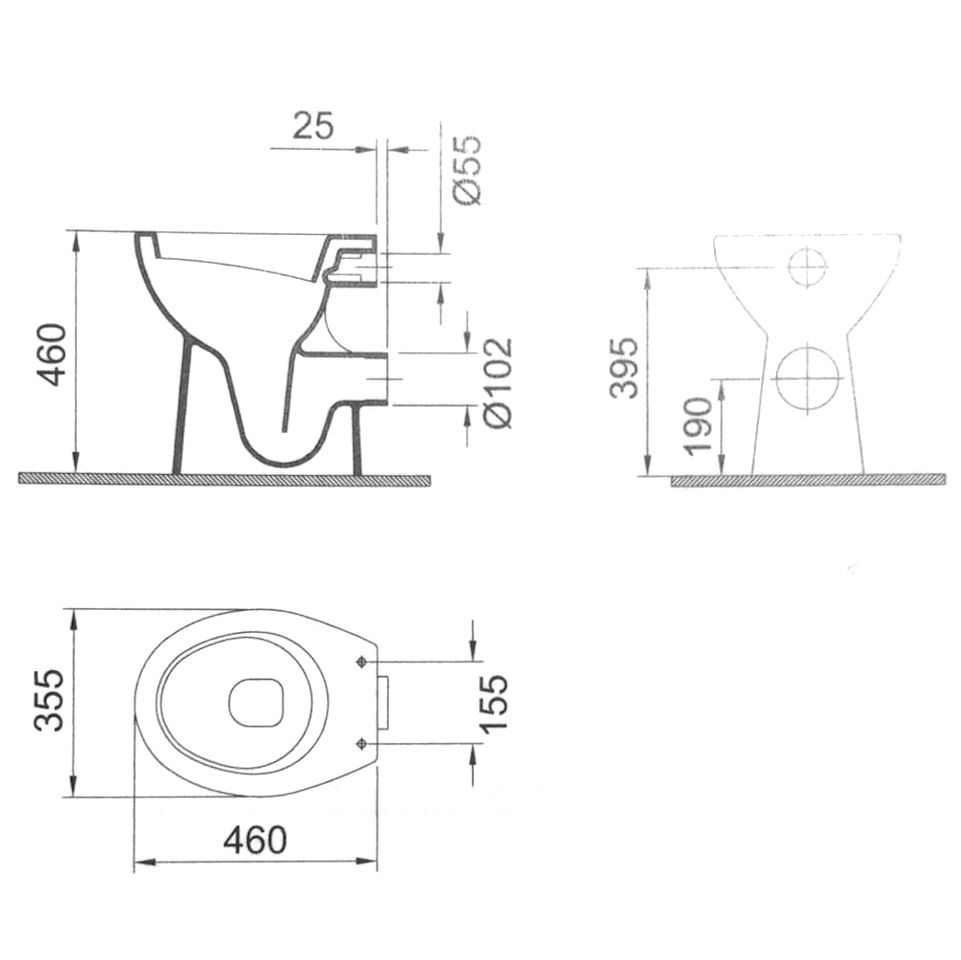 Sydney Stand Tiefpül WC Toilette erhöht + 6cm weiß - 4