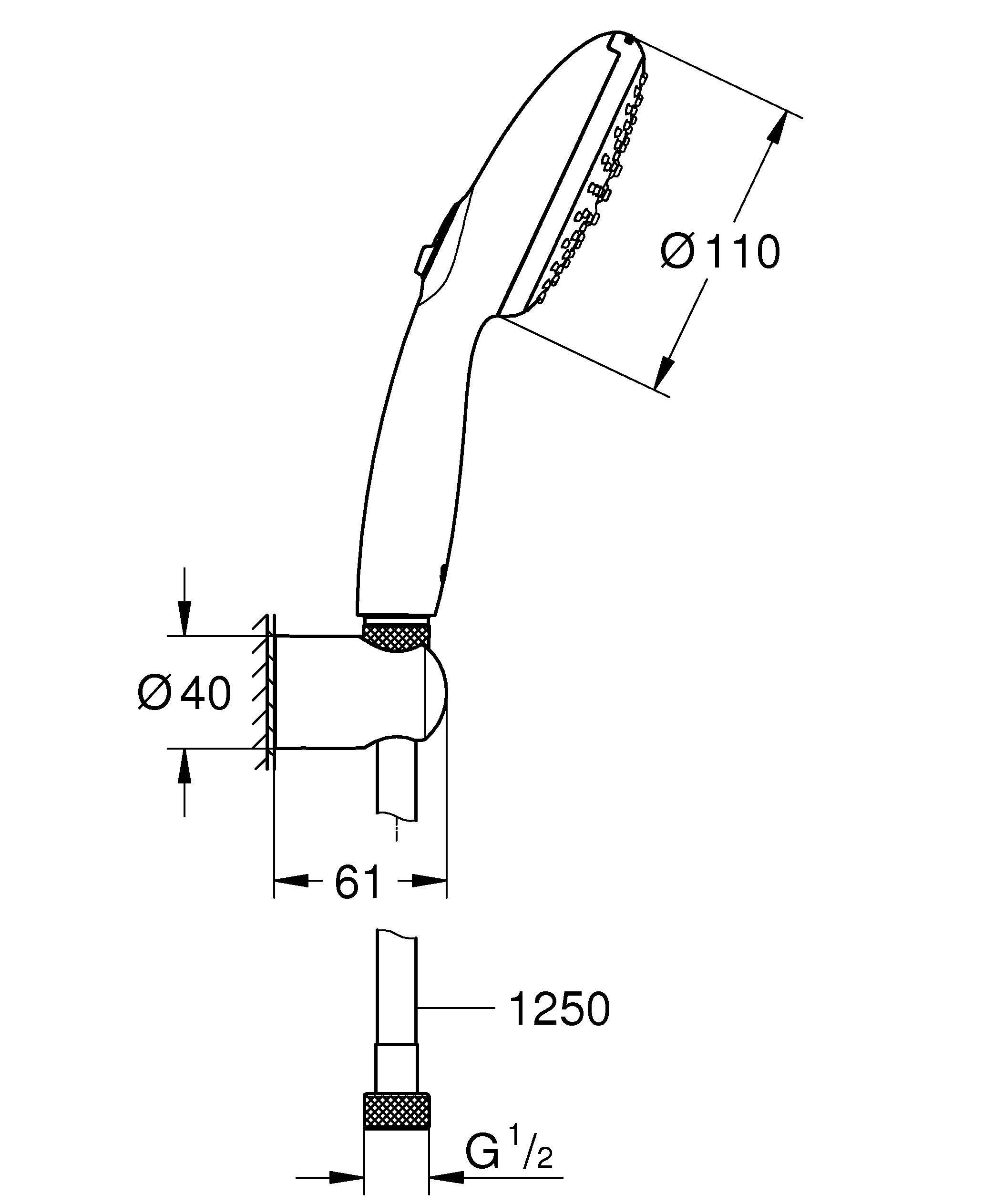 Tempesta 110 Brausegarnitur Brauseset für Badewanne 27799003