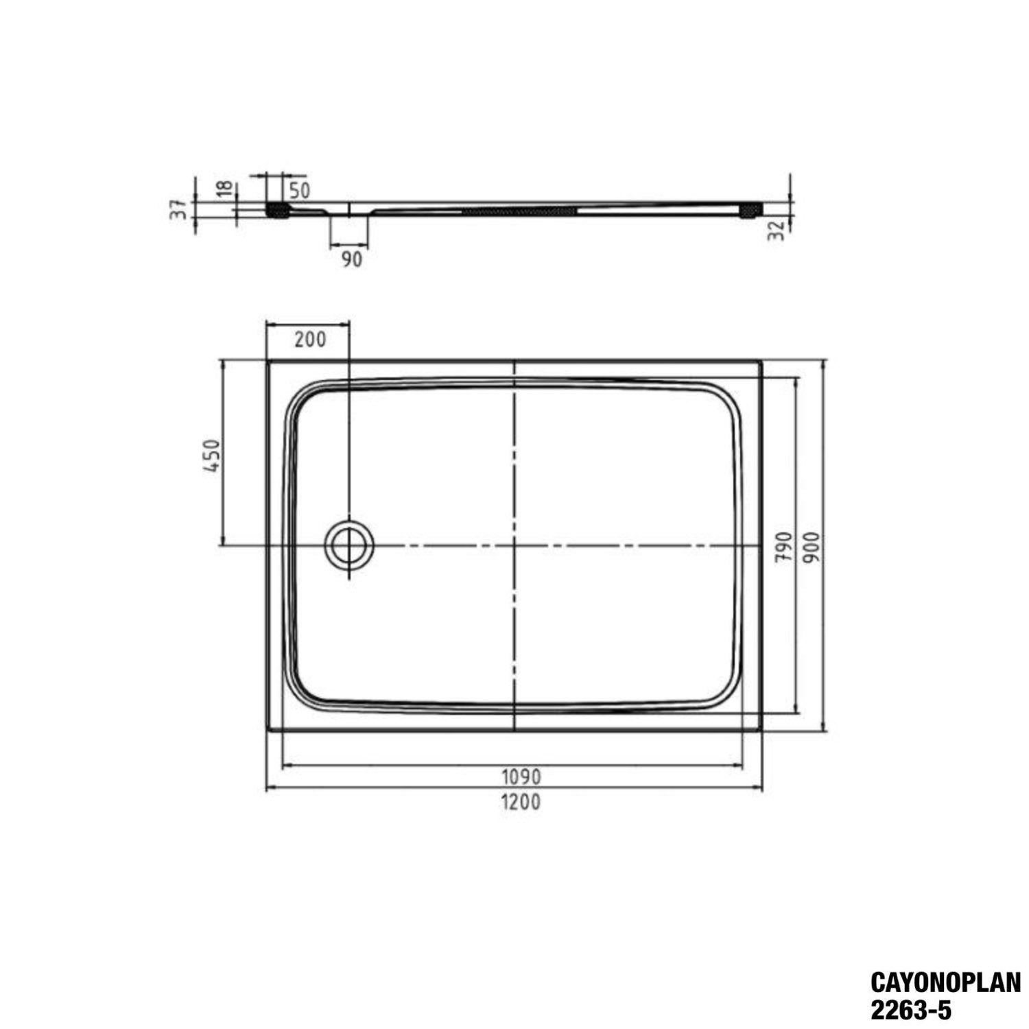 Duschwanne Cayonoplan 90x120 2263-5 - 2