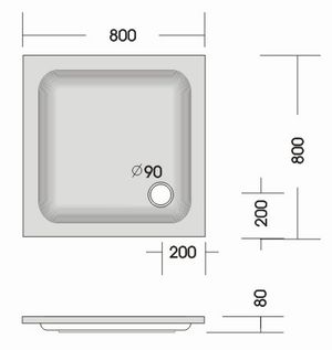 Duschwanne KSB 16 80x80x6,5 cm weiß - 2