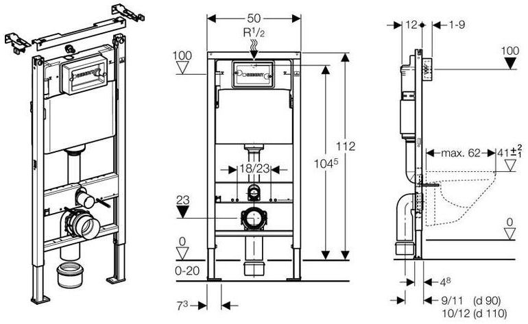 Vorwandelement Basic für  Wand-WC - 2