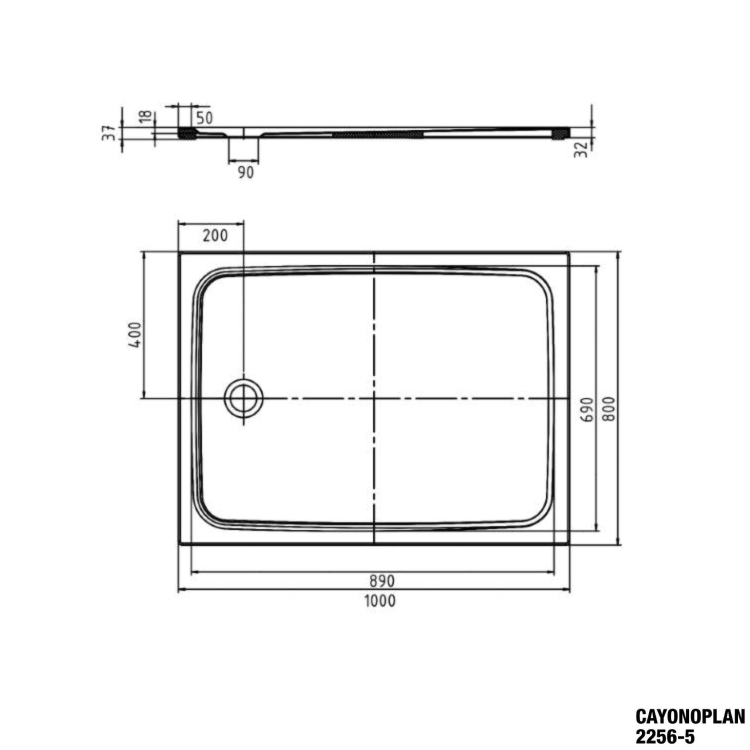 Duschwanne Cayonoplan 80x100 2256-5 - 2