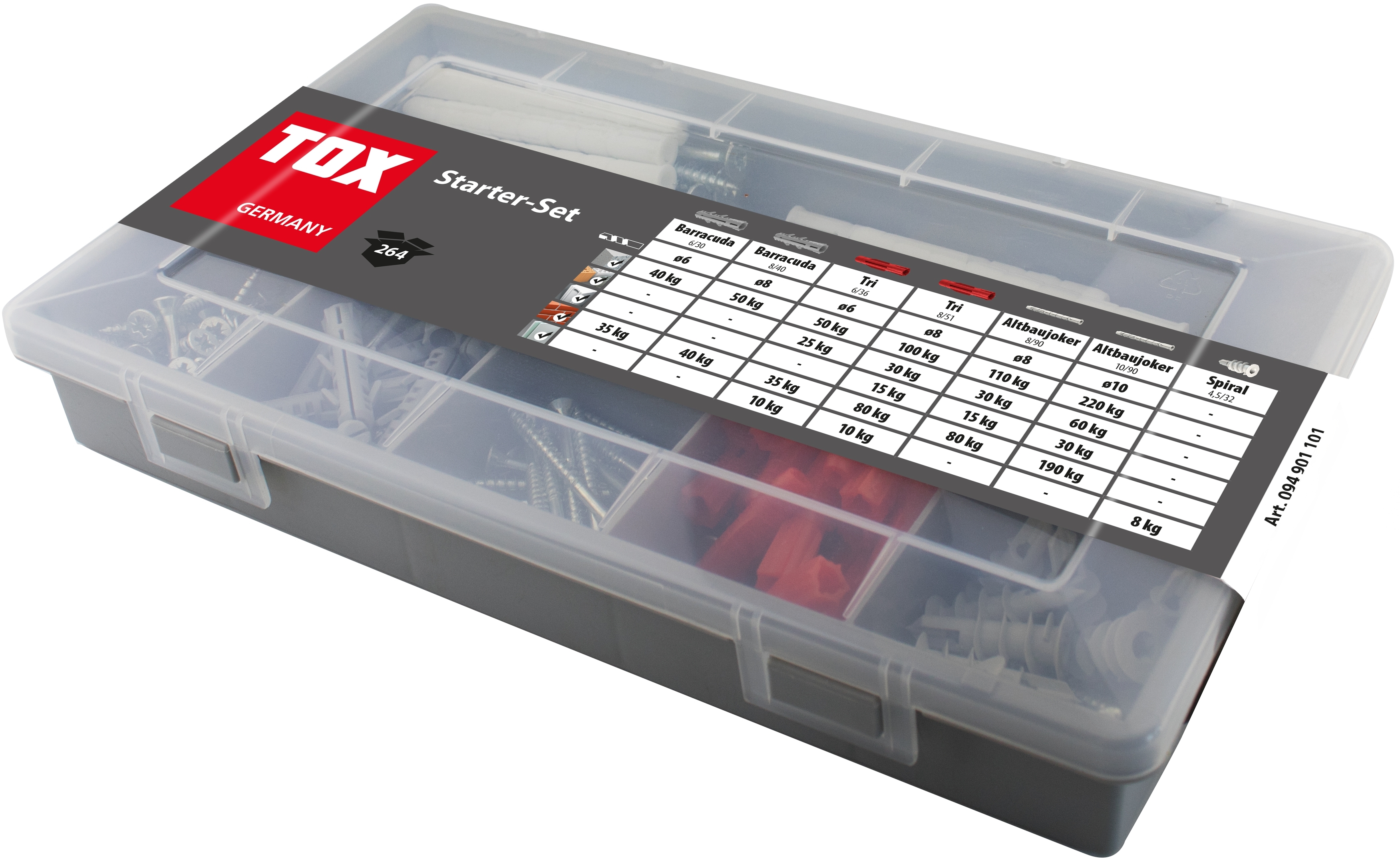 Standard-Sortiment Starter Set 264 tlg. Dübel + Schrauben - 4