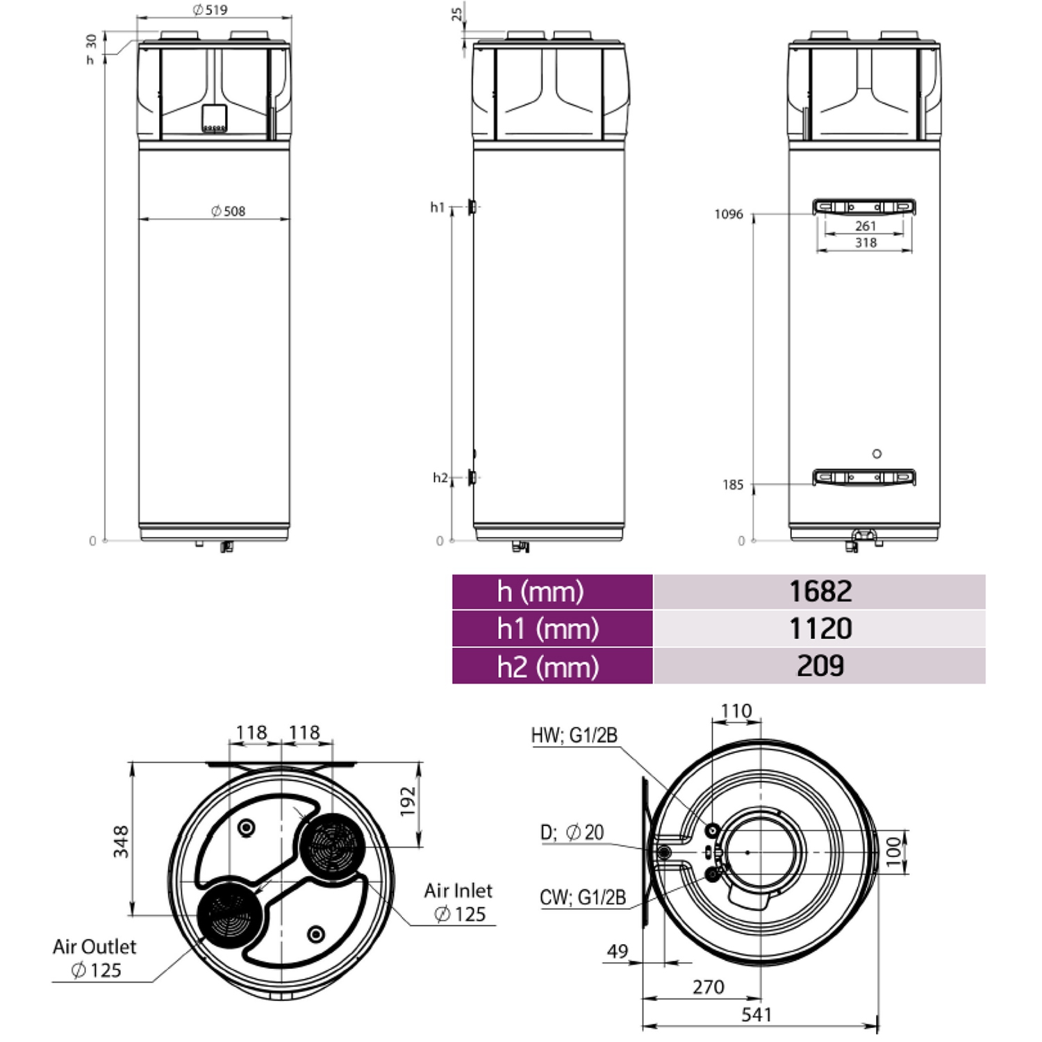 Brauchwasser Wärmepumpe AquaThermica 150.3.2 wandhängend 150 Liter - 2