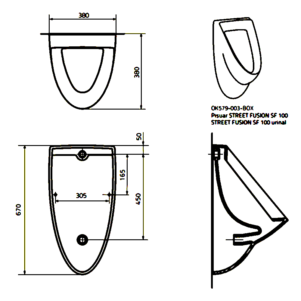 Street Fusion Urinal Zulauf / Ablauf hinten - 2