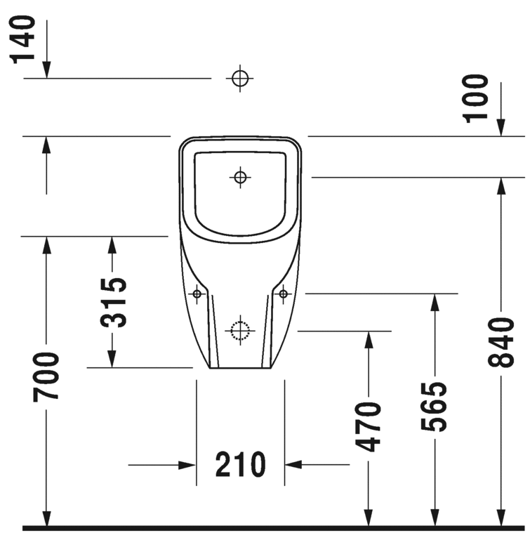 D-Code Urinal spülrandlos, weiß, Zulauf hinten - 3