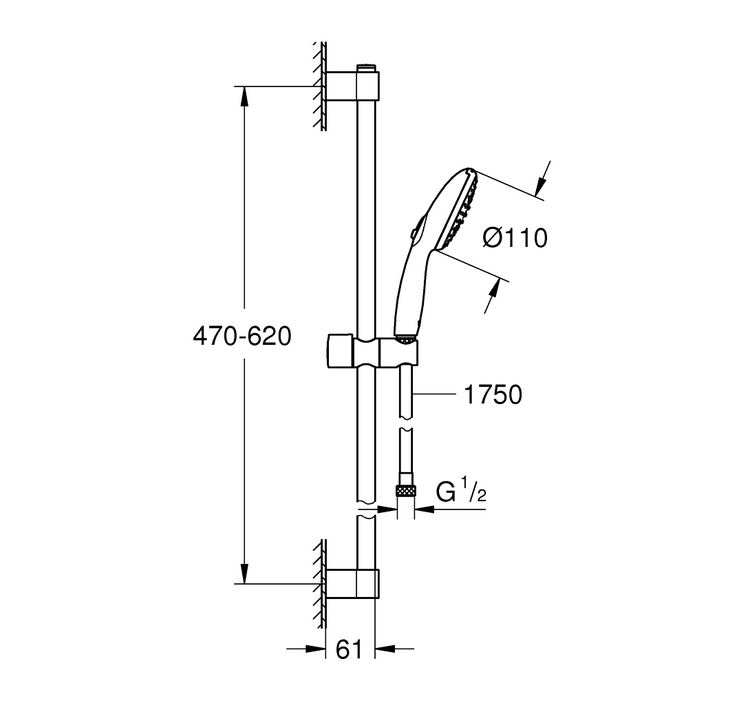 Tempesta 110 Brausegarnitur 600 mm - 2