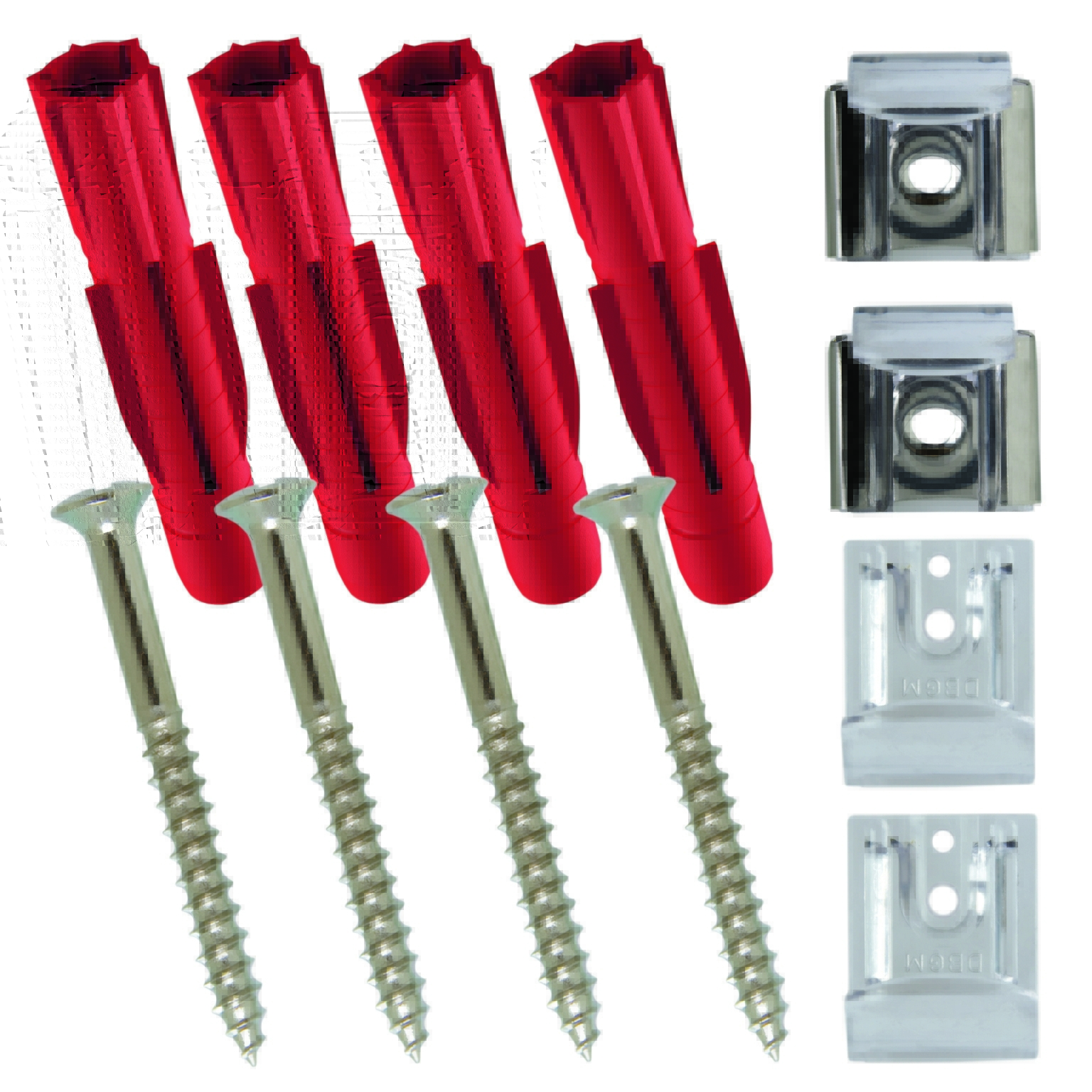 Spiegelbefestigung Look (4 Stück) mit  Schrauben & Allzweckdübel Tri 5x31 mm