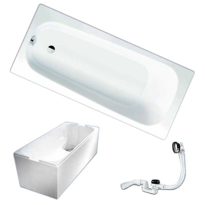 Badewanne Stahl-Email 170 x 75 inkl. Styroporträger & Ablauf