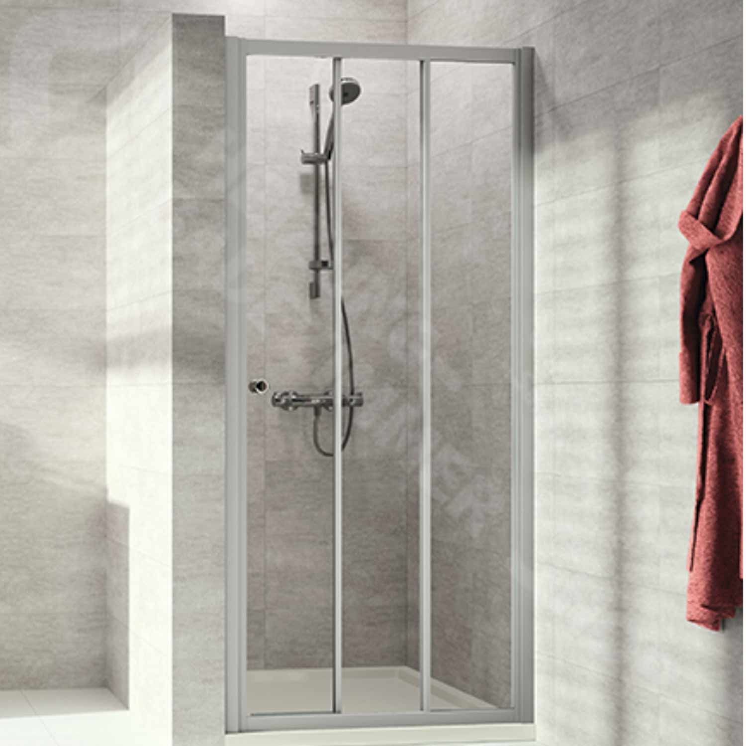 Duschabtrennung Alpha 2 Gleittür 2teilig m. fest. Segment 75 SM - 1