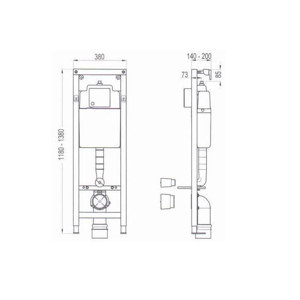 Excellent XS WC-Element Breite 38 cm inkl. Betätigungsplatte pergamon - 2