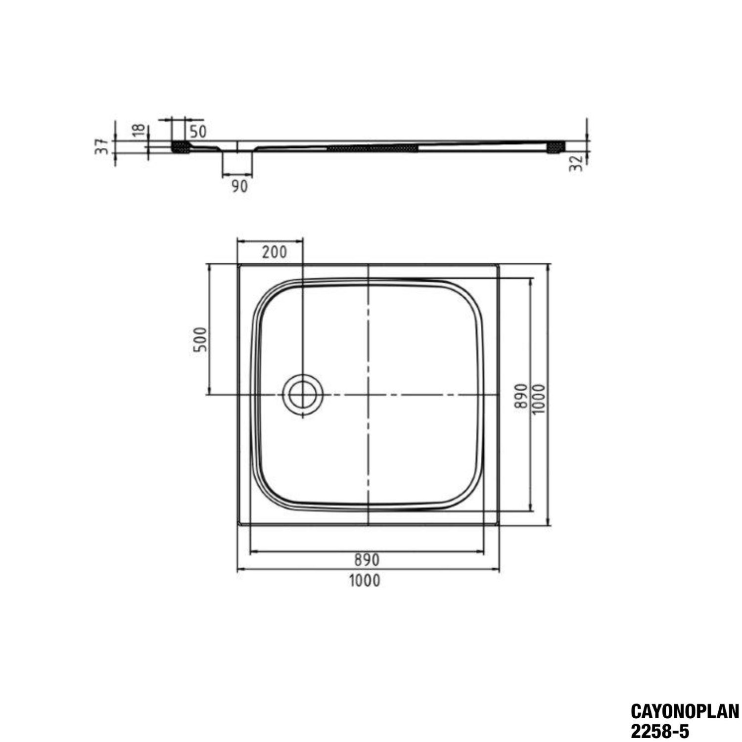 Duschwanne Cayonoplan 100x100 2258-5 - 2