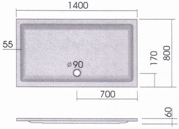 Duschwanne KSB 2 140x80x3 cm weiß - 2