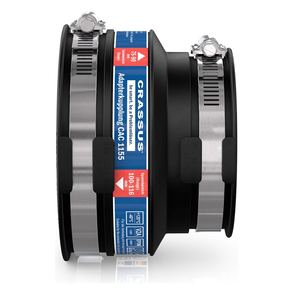 Adapterkupplung CAC1155, 100 - 115 mm x 75 - 90 mm Spezialverbinder für Abwasserrohre - 2