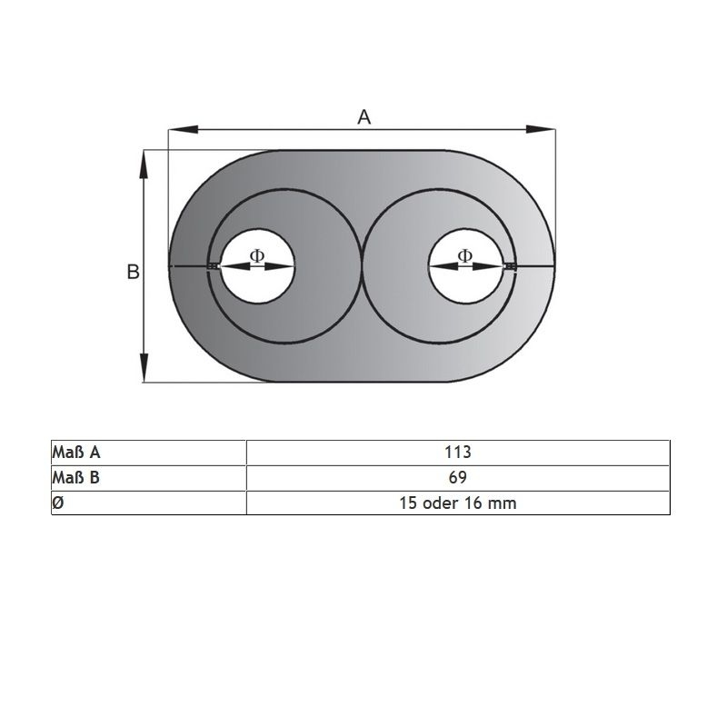 Doppelrosette 16 mm - 2