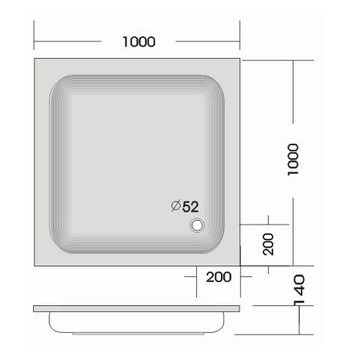 Duschwanne KSB 19 100x100x14 cm, Ablauf - 2