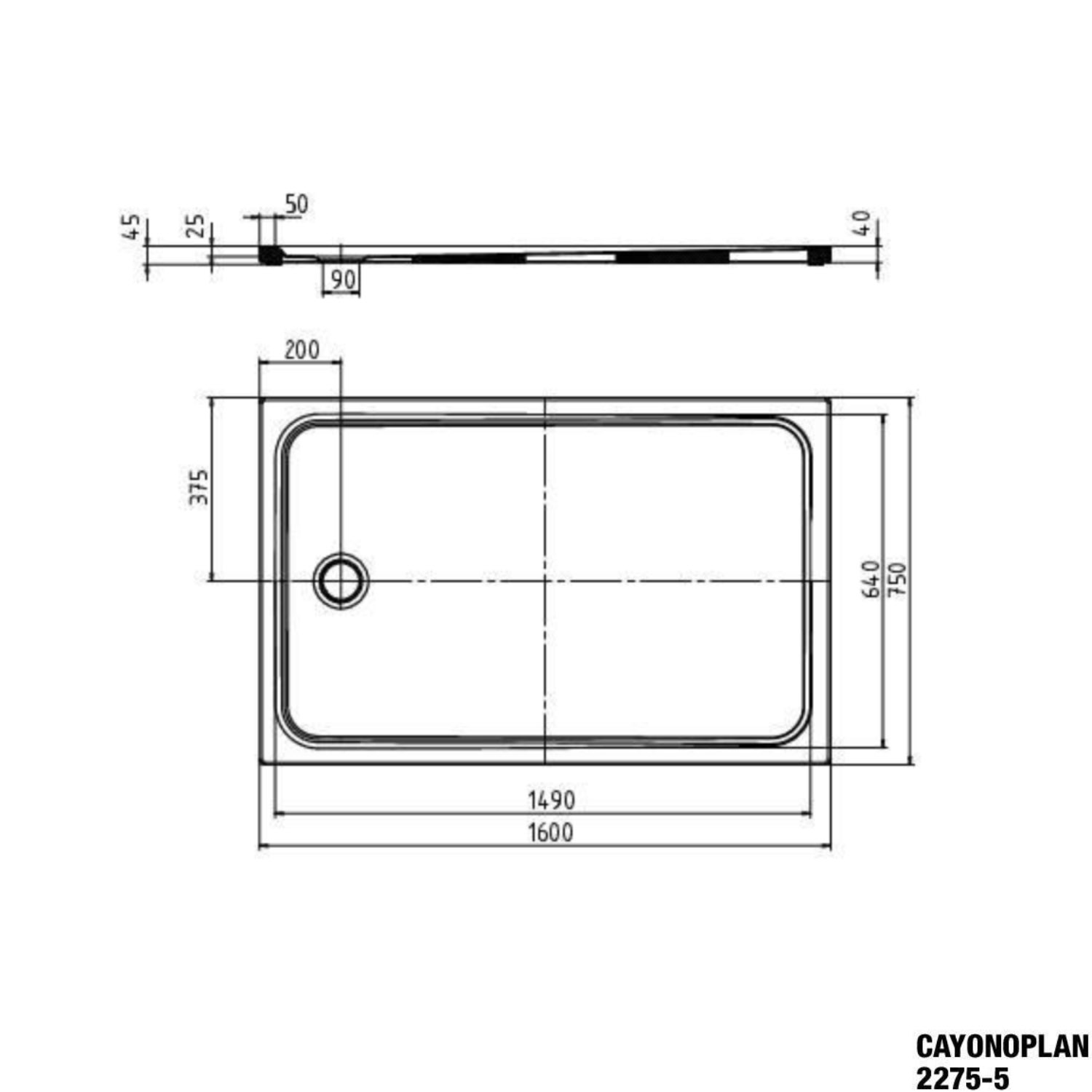 Duschwanne Cayonoplan 75x160 2275-5