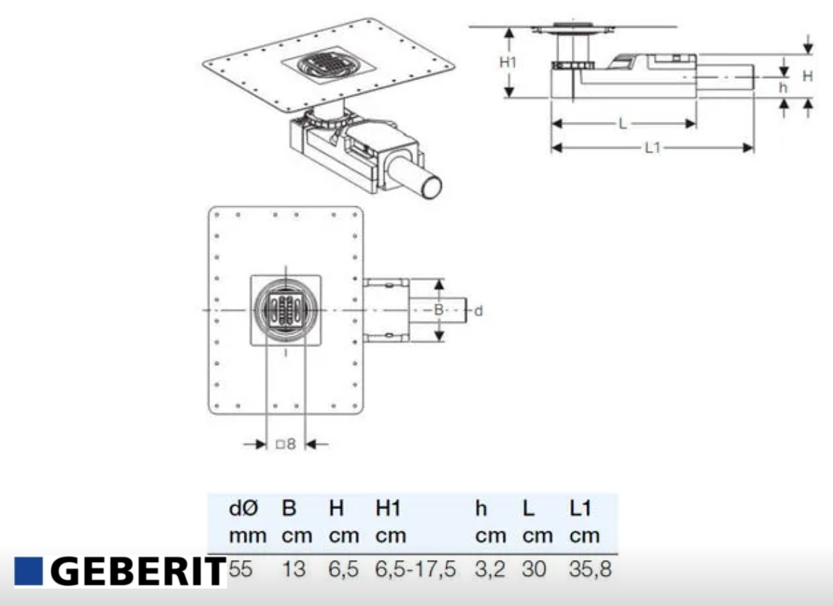 Bodenablauf für bodenebene Duschen Fußbodenaufbauhöhe ab 65 mm d50 - 3