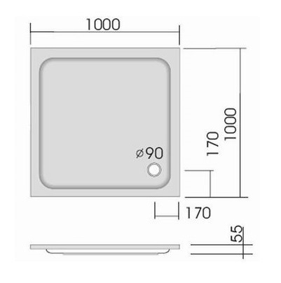 Duschwanne KSB 8 100x100x3 cm weiß - 2