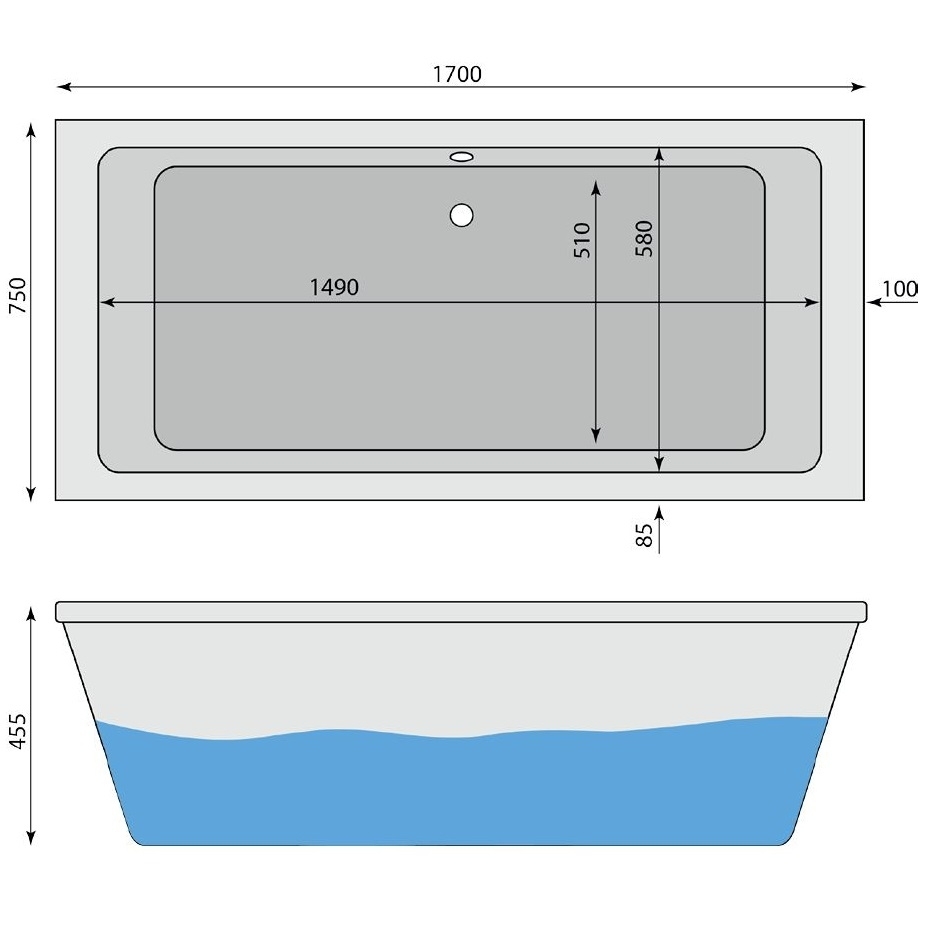 Badewanne Carasee 170 x 75 cm - 2