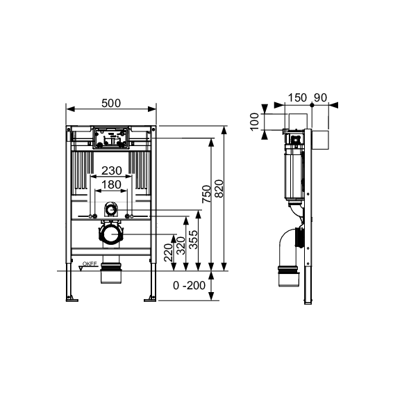 Base Modul für Wand-WC BH 820 mm inkl. Betätigungsplatte - 3