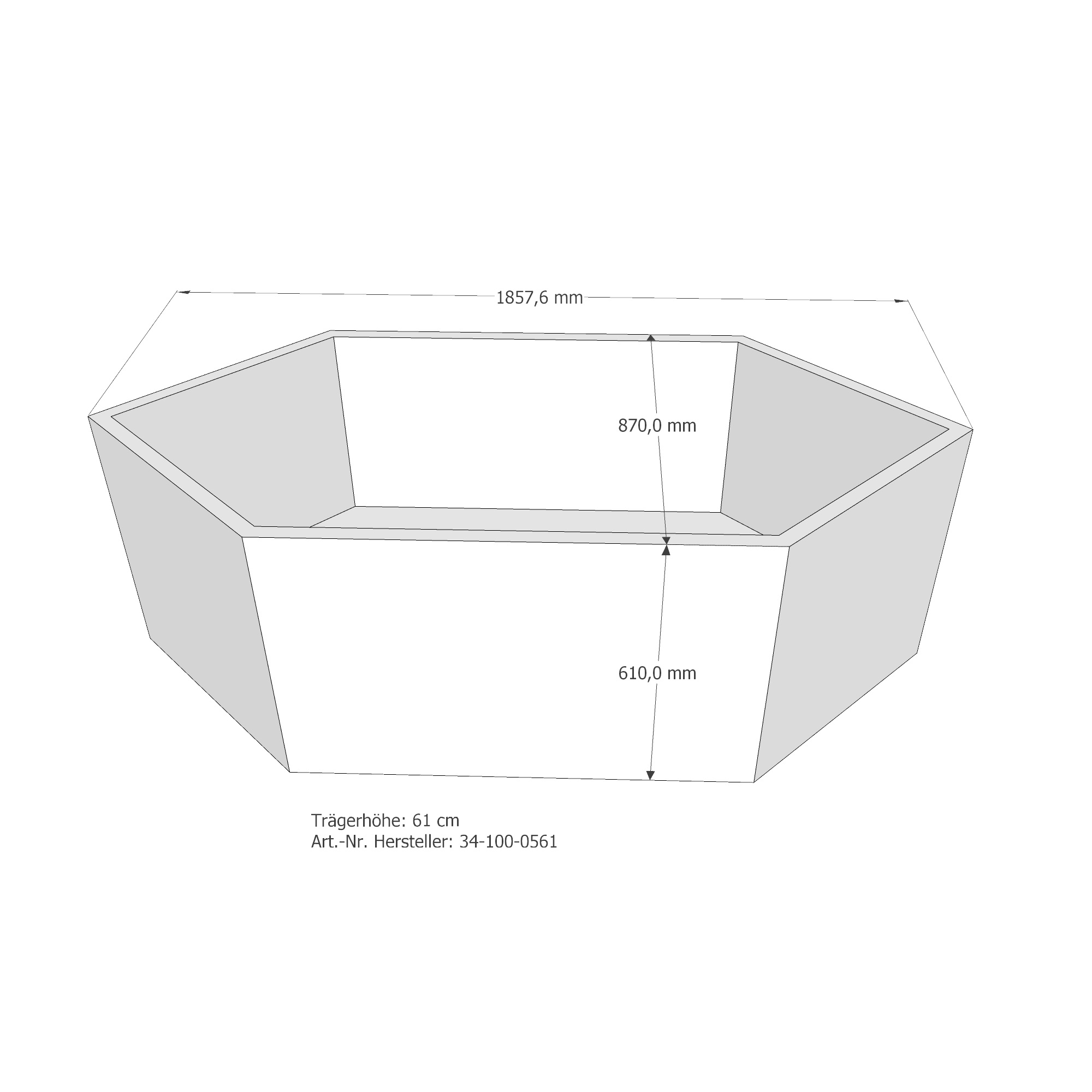 Sechseck Badewanne Bergsee 190 x 90 cm - 3