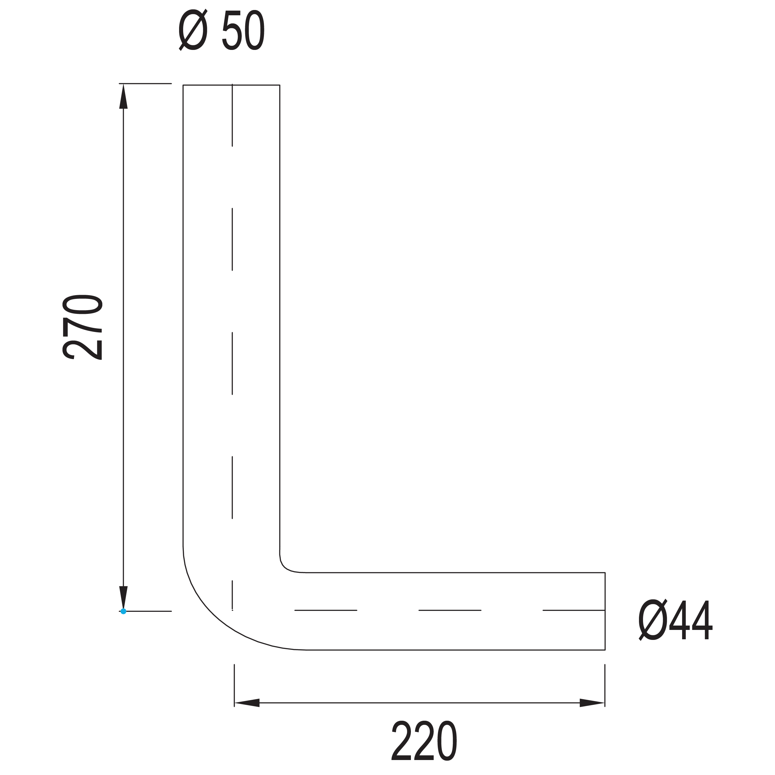 Spülrohrbogen 270 x 220 mm, weiß - 2
