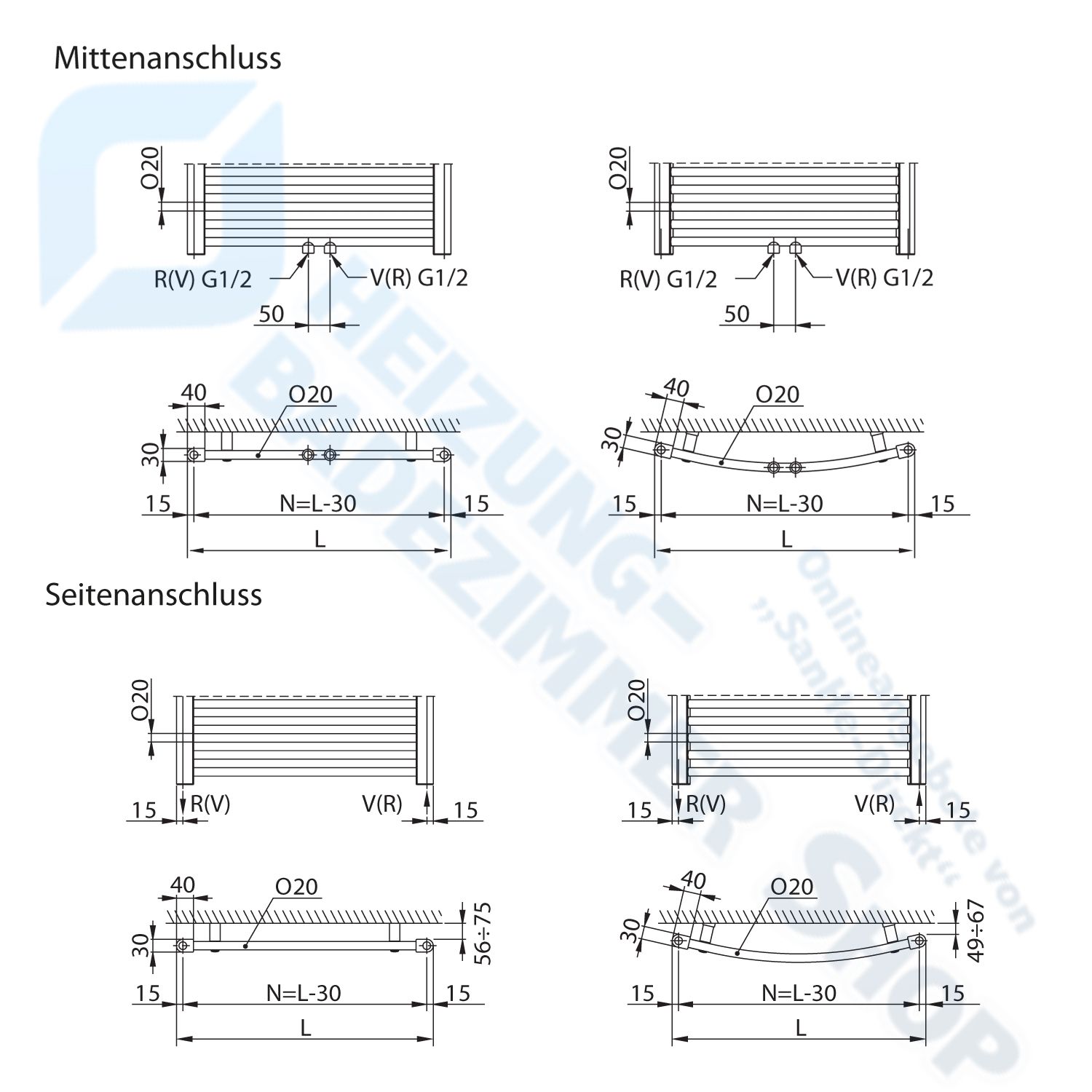 Therm Direct Badheizkörper 1500 x 550 Seitenanschluss - 3